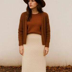 ZARA • Boho Cream Knit Maxi Skirt - Size Medium/Large